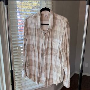 GAP Beige Plaid Women's Button Down Shirt